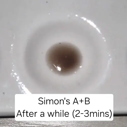 Amphetamine Simon's reagent test kit result after 3 minutes