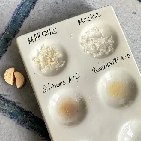 Caffeine reagent test kit results (source:Reddit)