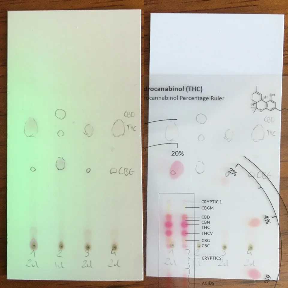 Cannabis TLC test kit results