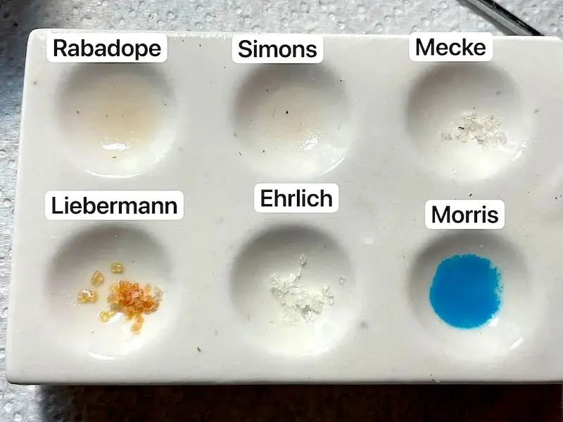 Cocaine reagent test kit results (surce: Reddit)