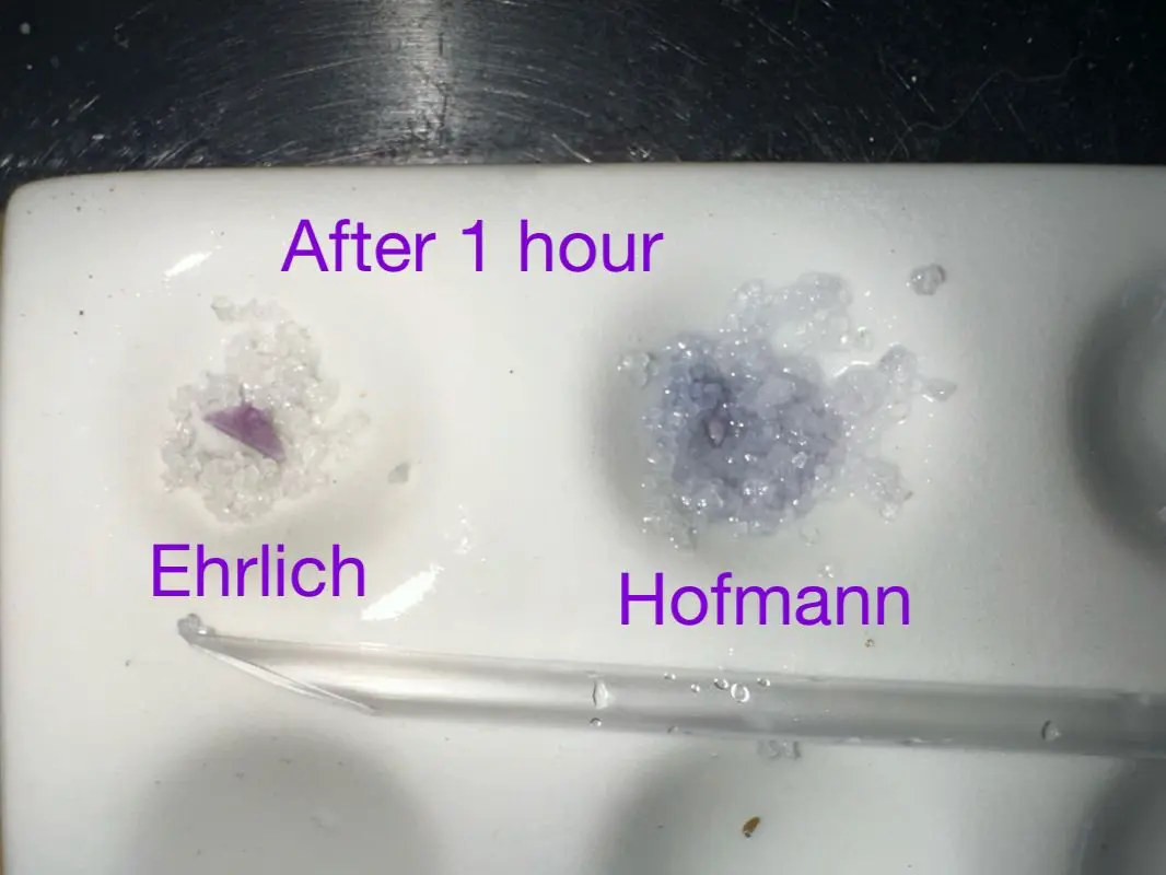 LSD reagent test kit results at 1 hour