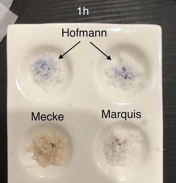 LSD reagent test kit results after 1 hour