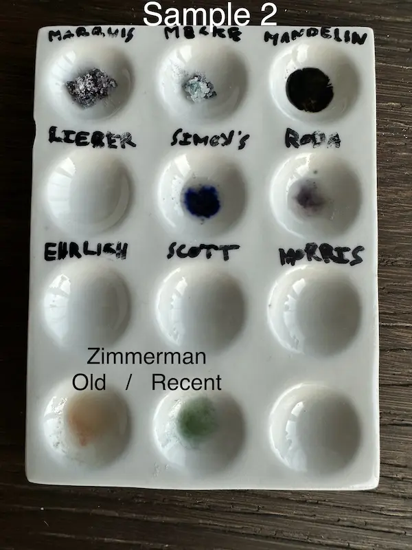 MDMA reagent test kit results (source:email)