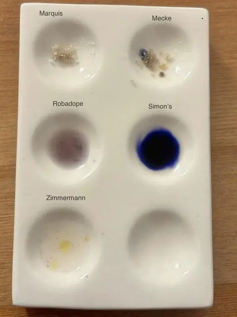 MDMA with oxidized reagent test kit results