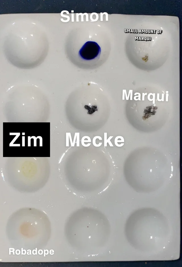 MDMA reagent test kit results (source:Reddit)