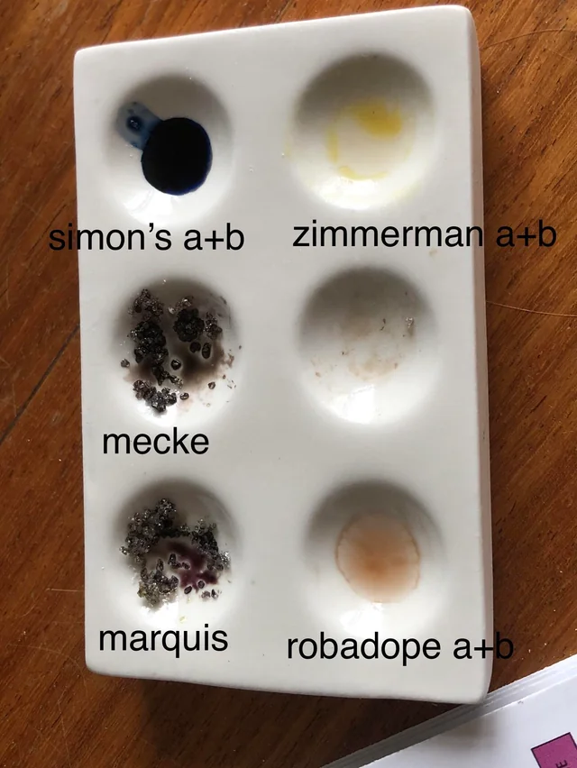 MDMA reagent test kit results (source:Reddit)