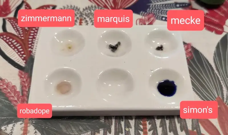 MDMA reagent test kit results