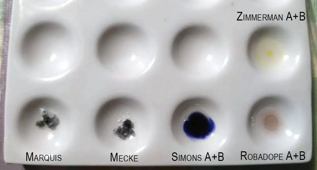 MDMA reagent test kit results (source:Reddit)