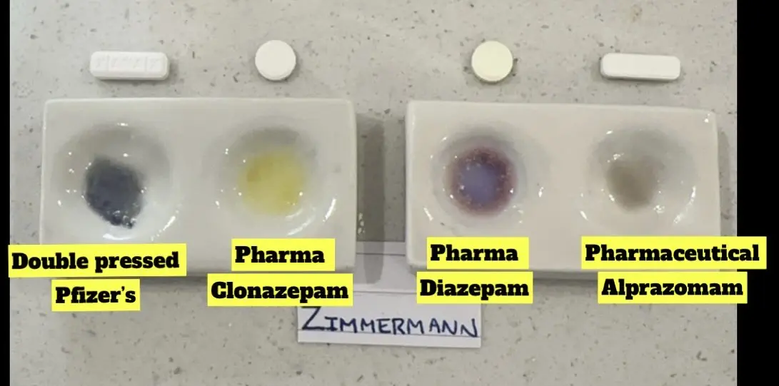 Alprazolam, Clonazepam, Diazepam - Zimmermann reagent result