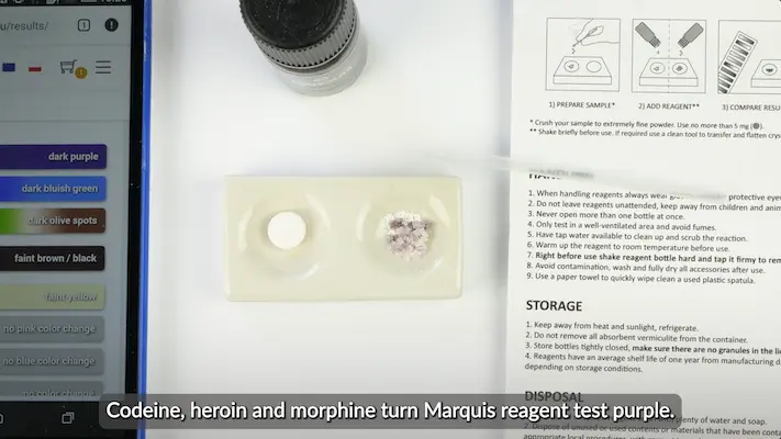 Marquis reagent color change
