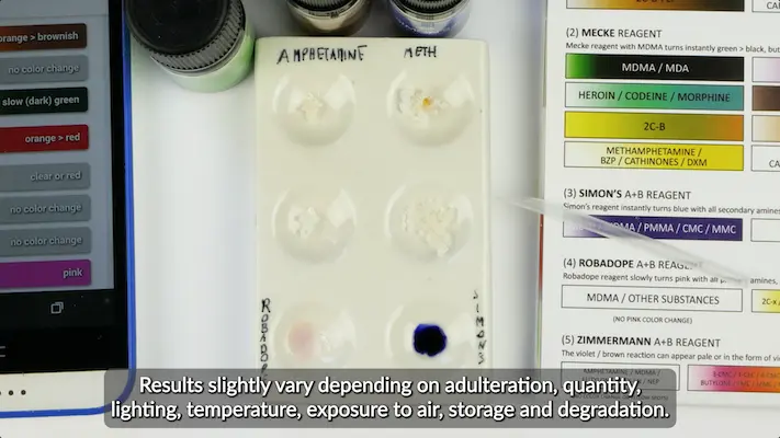 Marquis reagent tests for MDMA and 2C-B