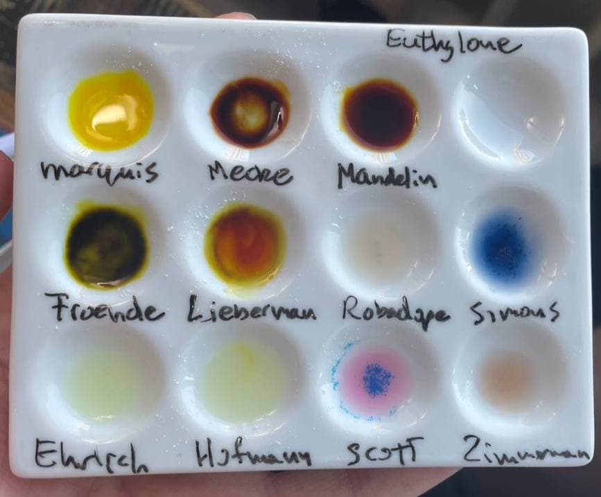 Eutylone reagent testing results with an avarage sample (5-10mg).