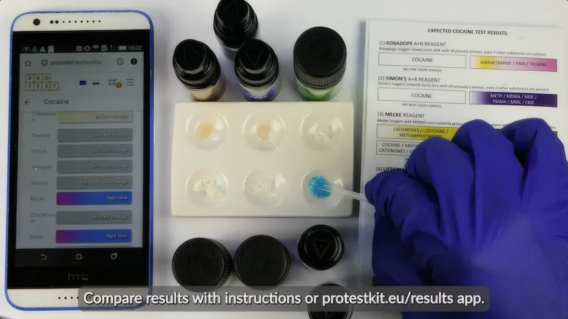 Cocaine reagent test colour chart